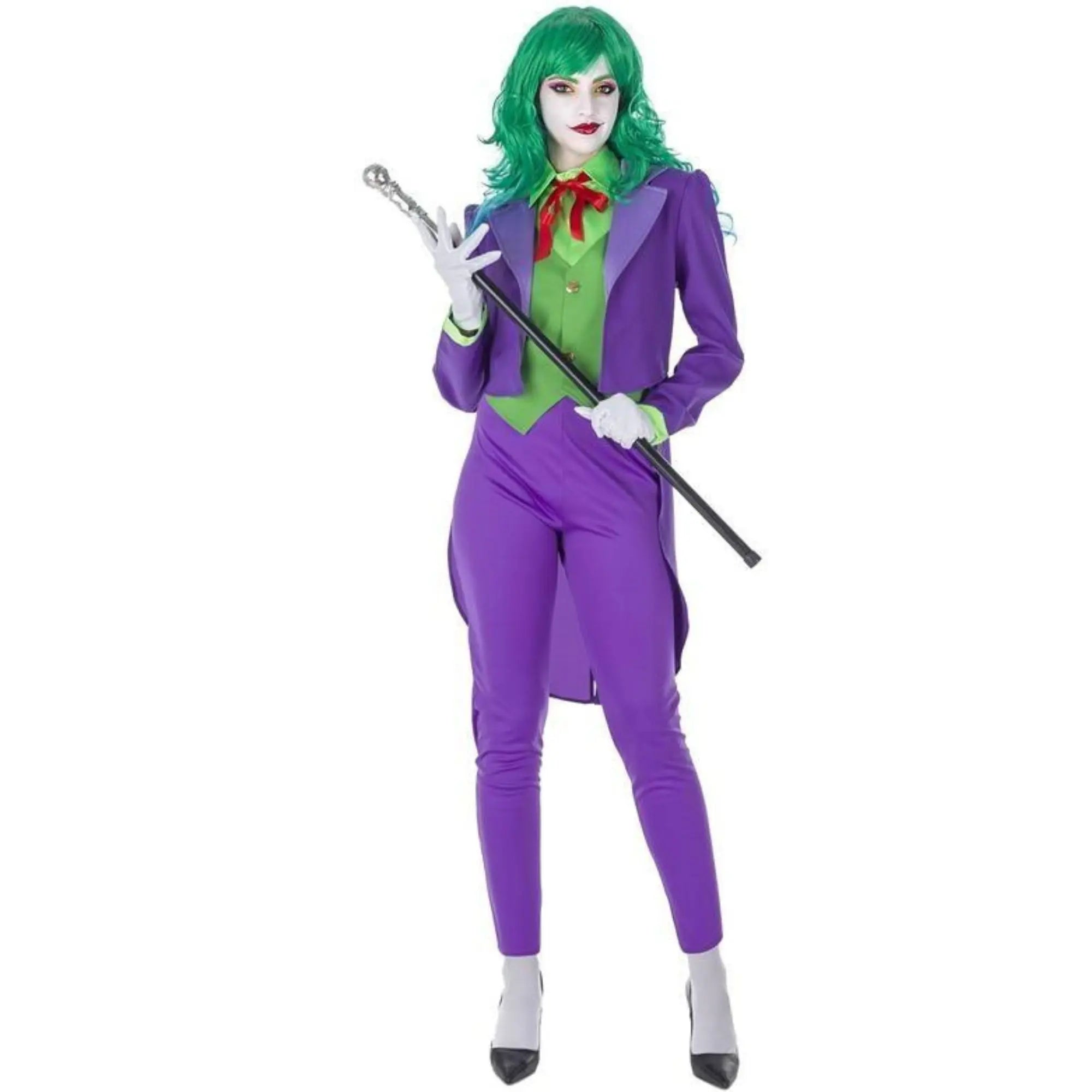 Disfraz de bufón malvado para mujer con chaqué, chaleco y pantalón para Carnaval o Halloween