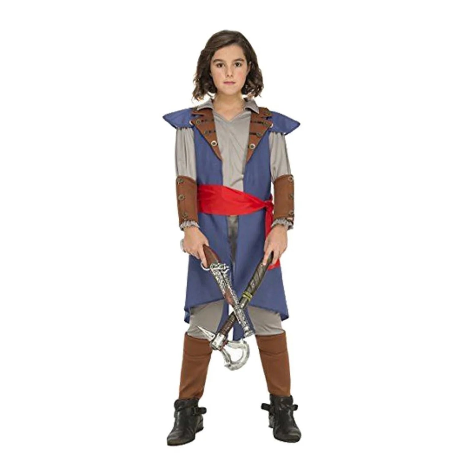 Disfraz Justiciera Azul para niña con vestido medieval y pantalones