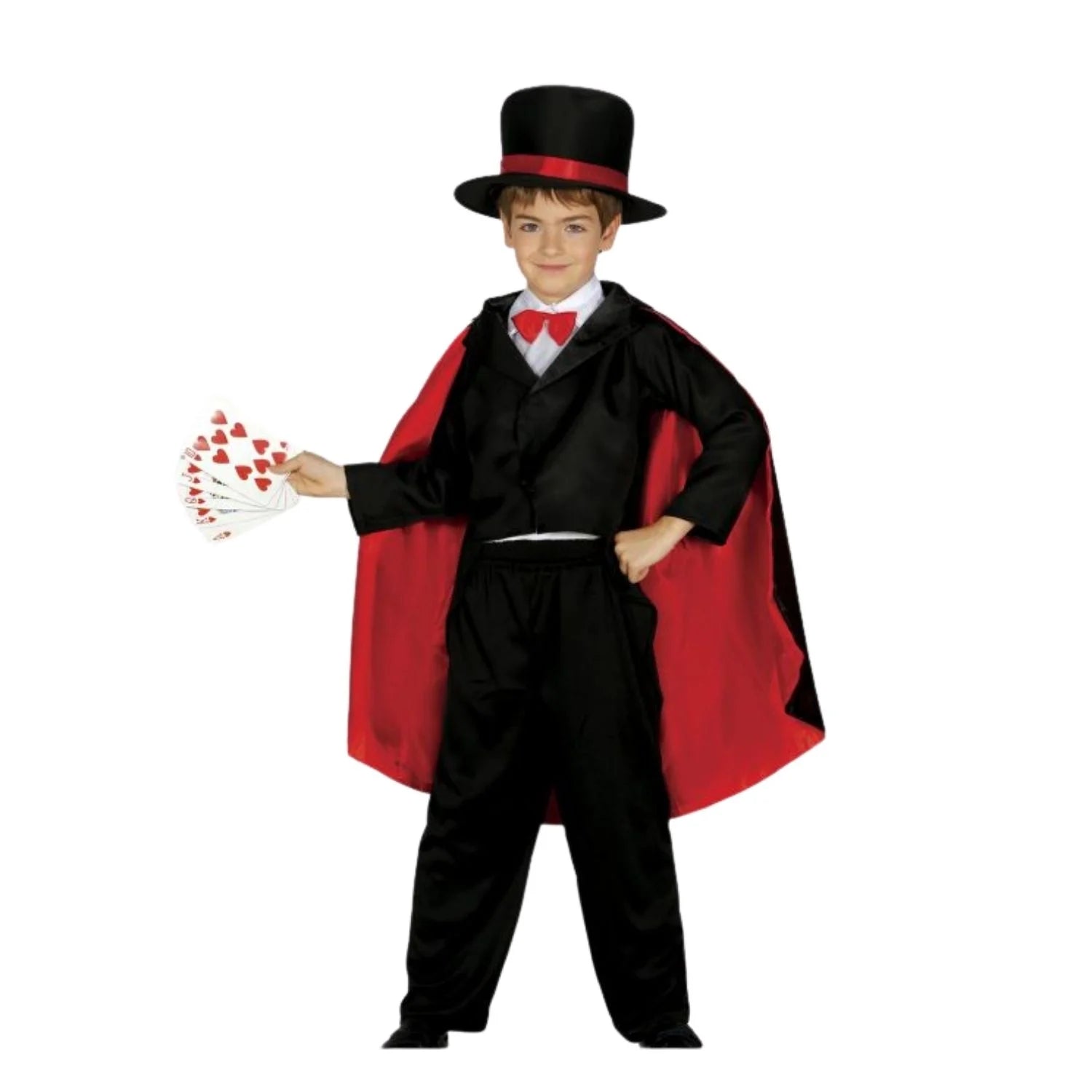 Disfraz de mago con capa para infantil con sombrero y capa negra