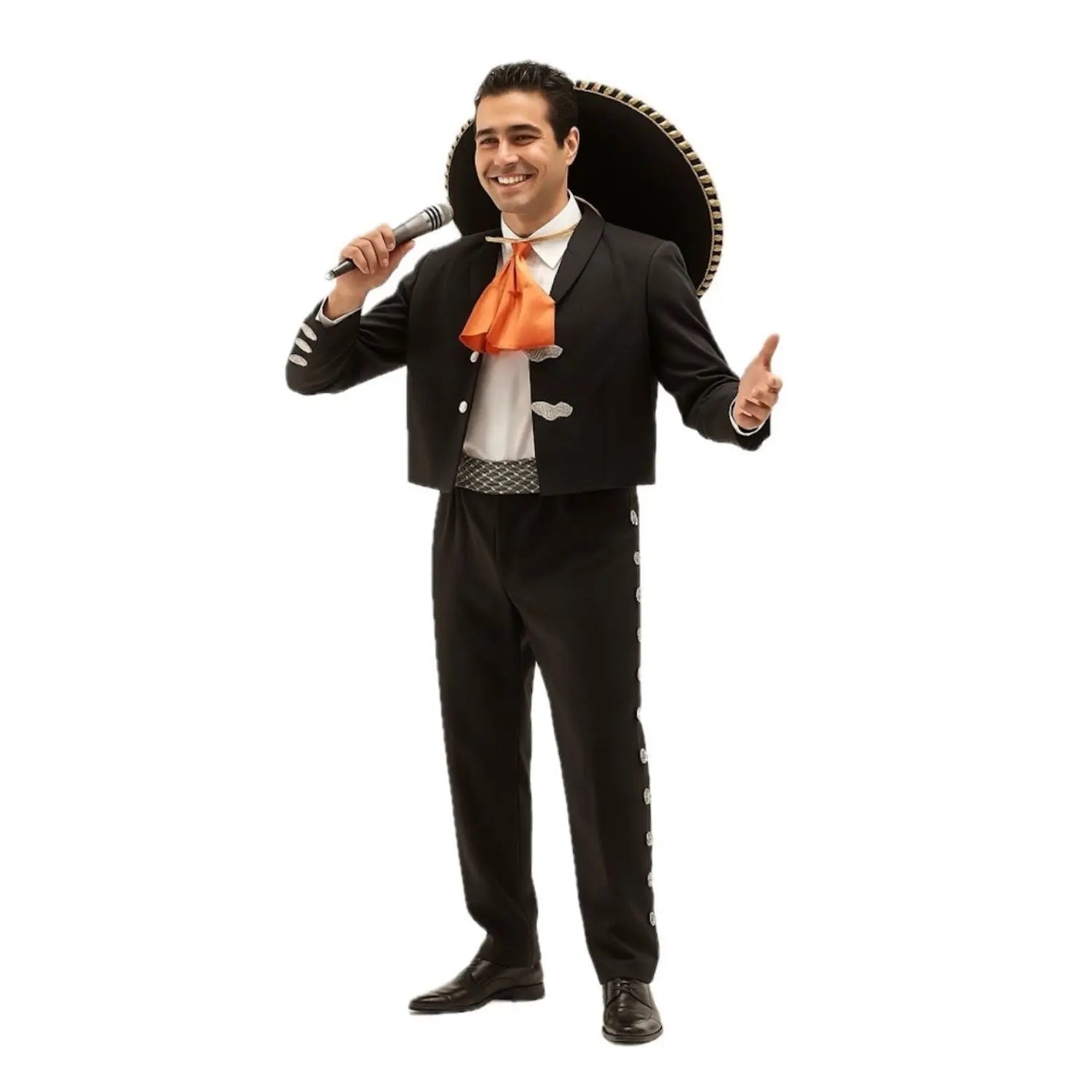Disfraz Mariachi Mejicano para adulto con chaqueta, pantalón, camisa, pañuelo y fajín