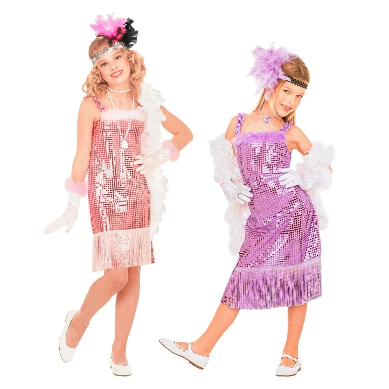 Niñas con disfraz Marilyn Monroe infantil rosa y púrpura con lentejuelas