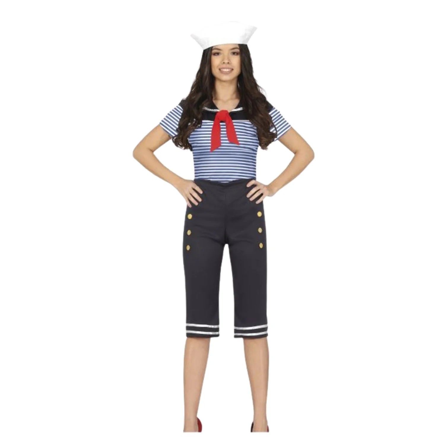 Disfraz de marinera adulto mujer con camiseta gorro y pantalón