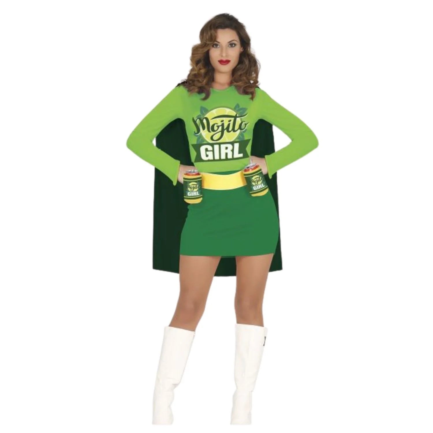Disfraz Miss Mojito adulto con vestido y sujetalatas