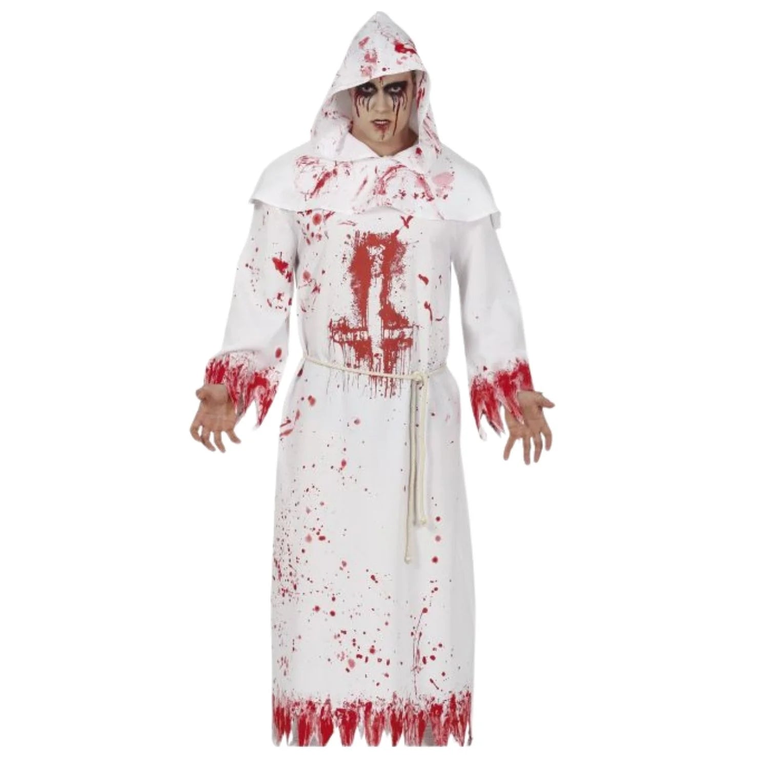 Disfraz Monje Sangriento Adulto con túnica capucha y cinturón para Halloween