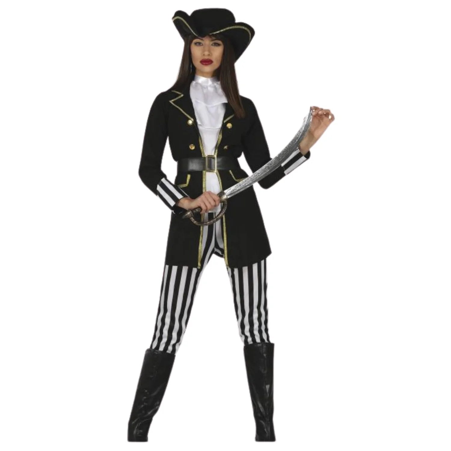 Disfraz mujer pirata adulto con sombrero y chaqueta para Carnaval