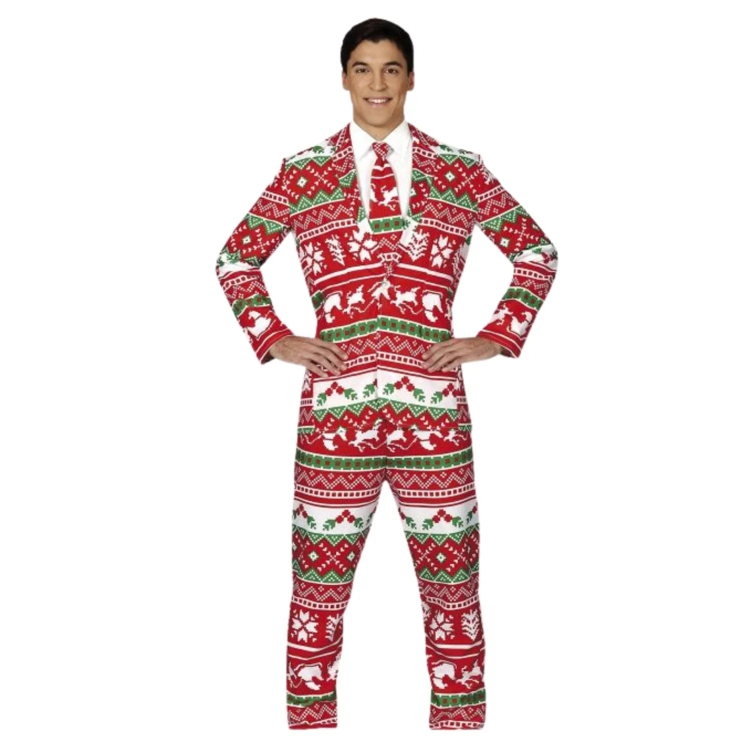 Disfraz de Navidad adulto con traje elegante chaqueta corbata y pantalón