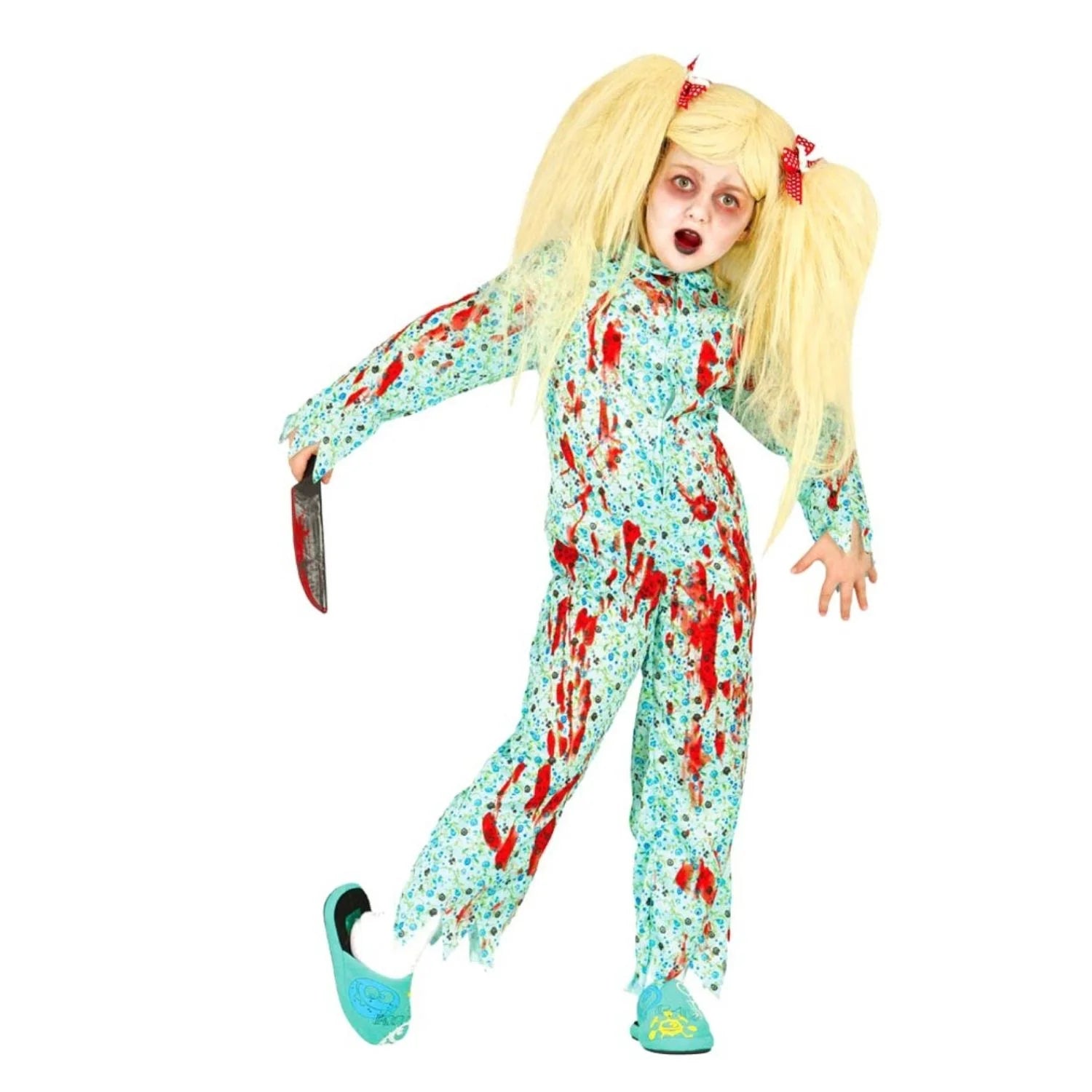 Disfraz niña poseída infantil con mono entero estampado para Halloween