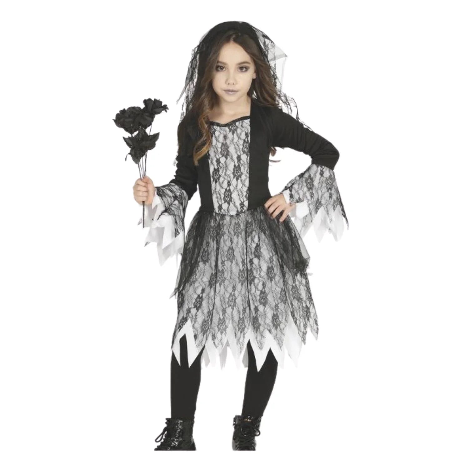Disfraz novia fantasma niña con velo para Halloween