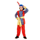 Disfraz paje Reyes Magos infantil rojo y azul con cinturón dorado