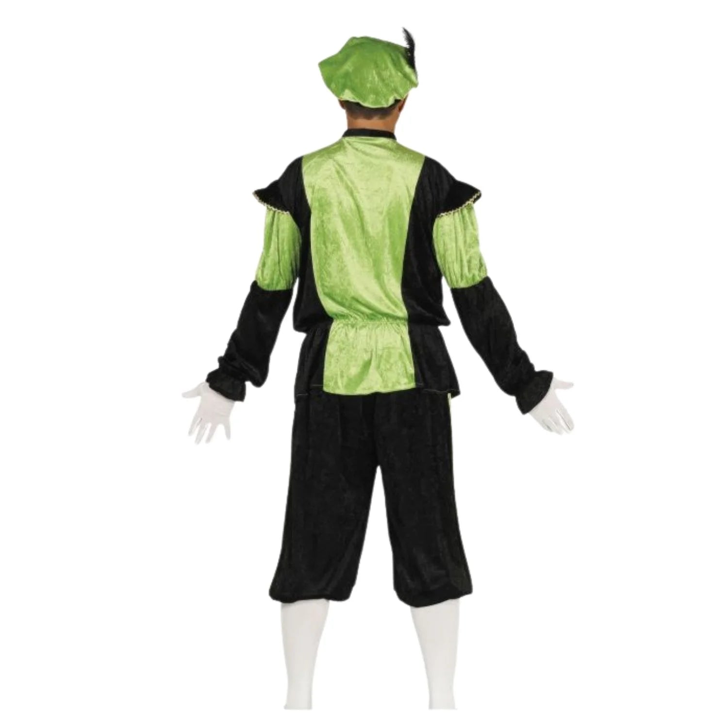Hombre con disfraz de paje verde adulto ideal para Navidad y eventos escolares