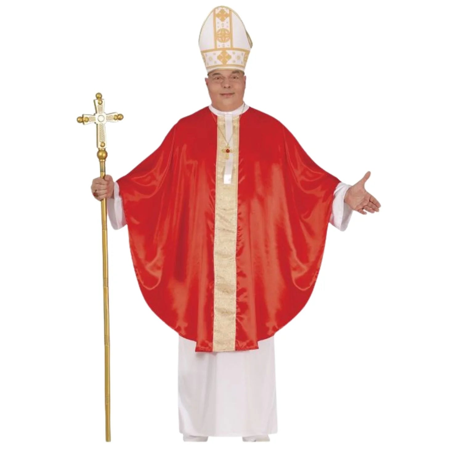 Disfraz de papa para adulto con túnica y sombrero