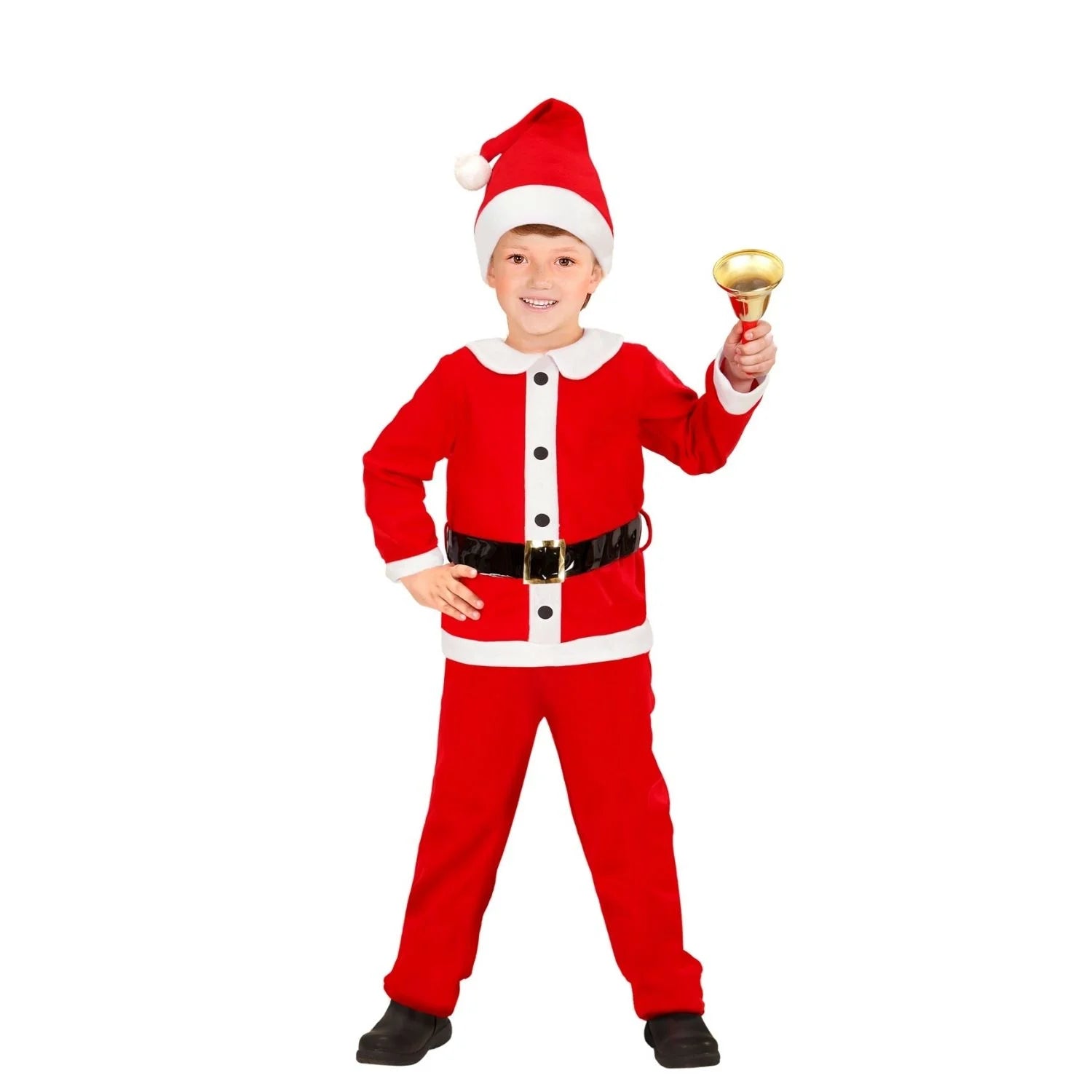 Disfraz Papá Noel infantil rojo con cinturón y gorro navideño