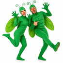 Pareja disfrazada de insectos con trajes coloridos para Carnaval