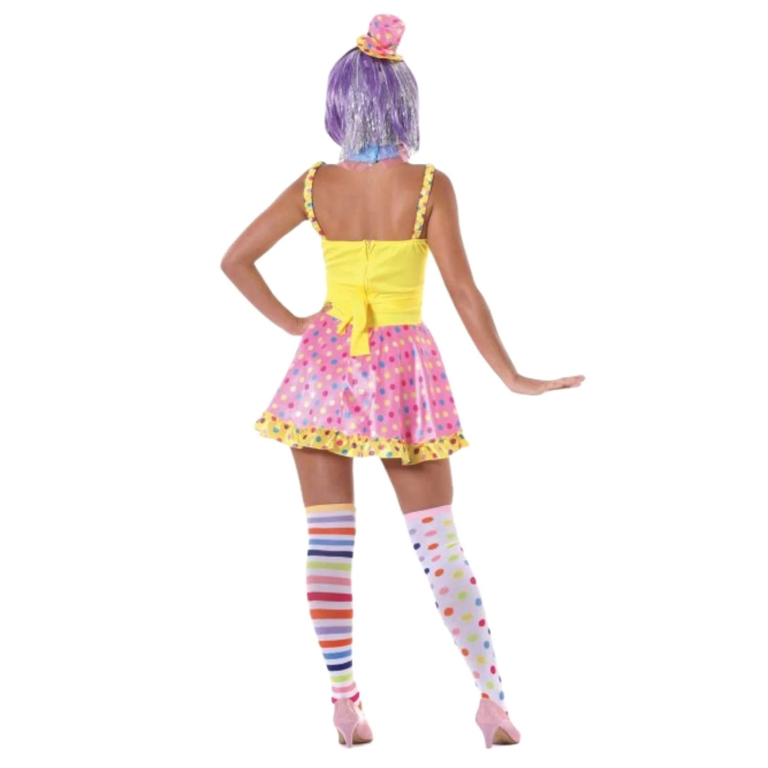 Mujer con disfraz payasa de colores adulta para Carnaval