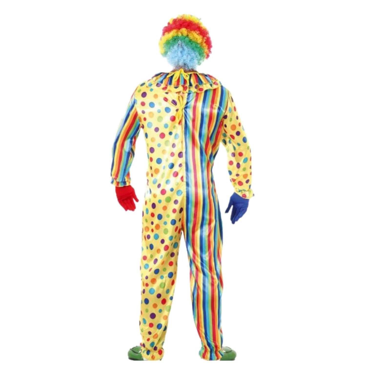 Persona con disfraz de payaso colorido para fiesta temática