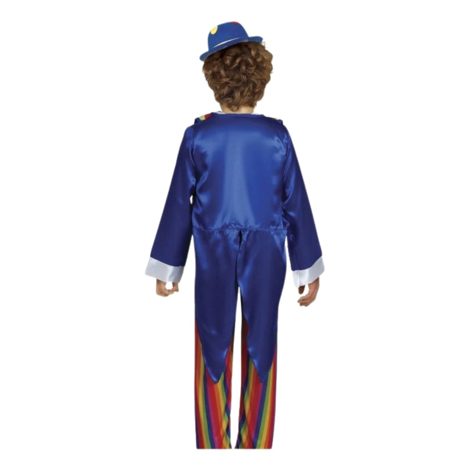 Niño con disfraz de payaso multicolor para Carnaval