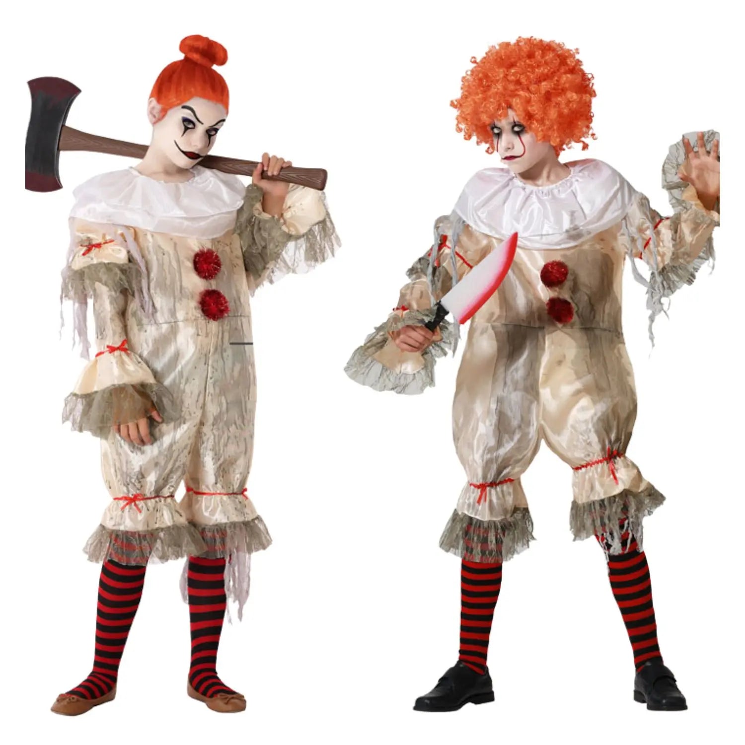 Disfraz payaso macabro infantil con mono terrorífico