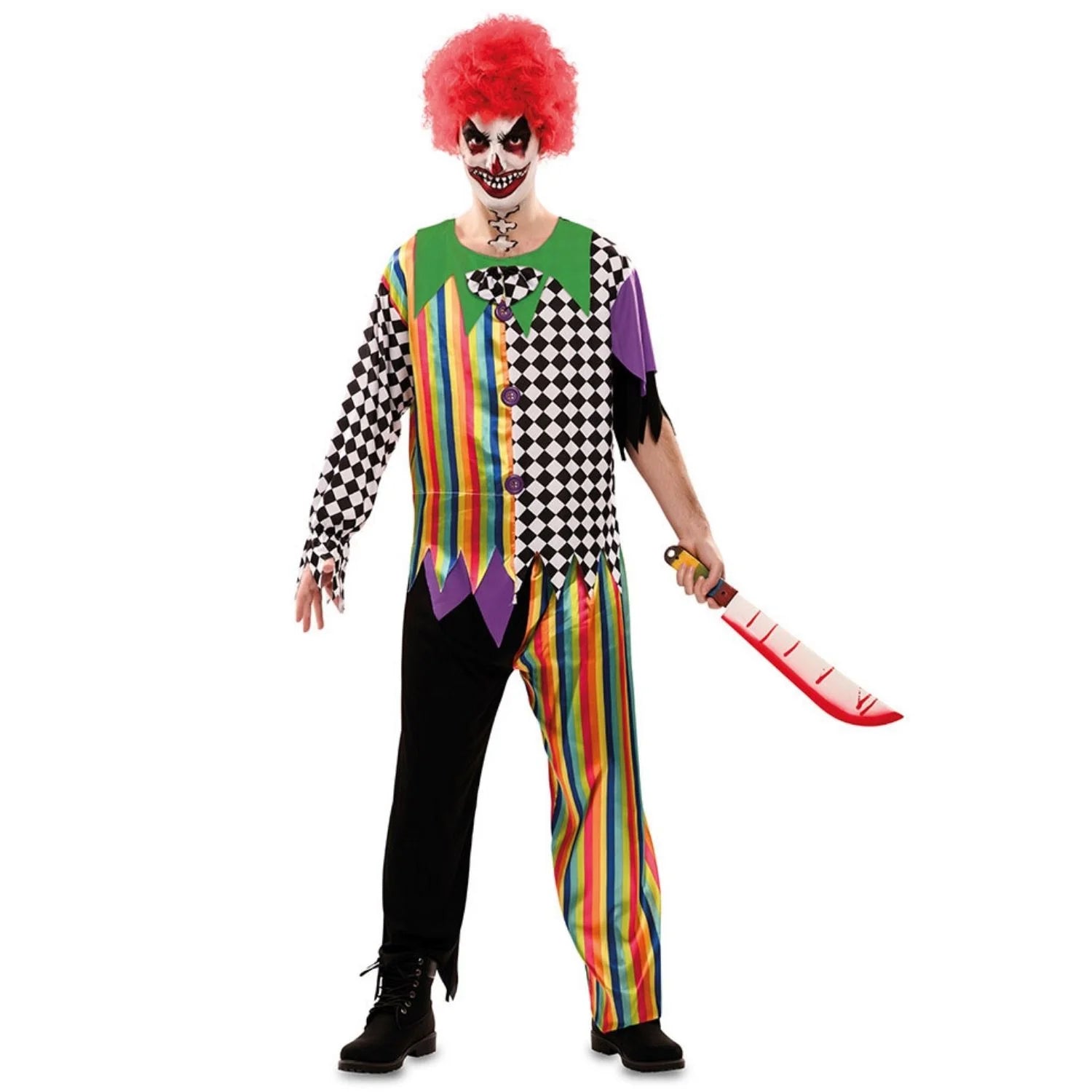 Hombre con disfraz de payaso siniestro multicolor para Halloween