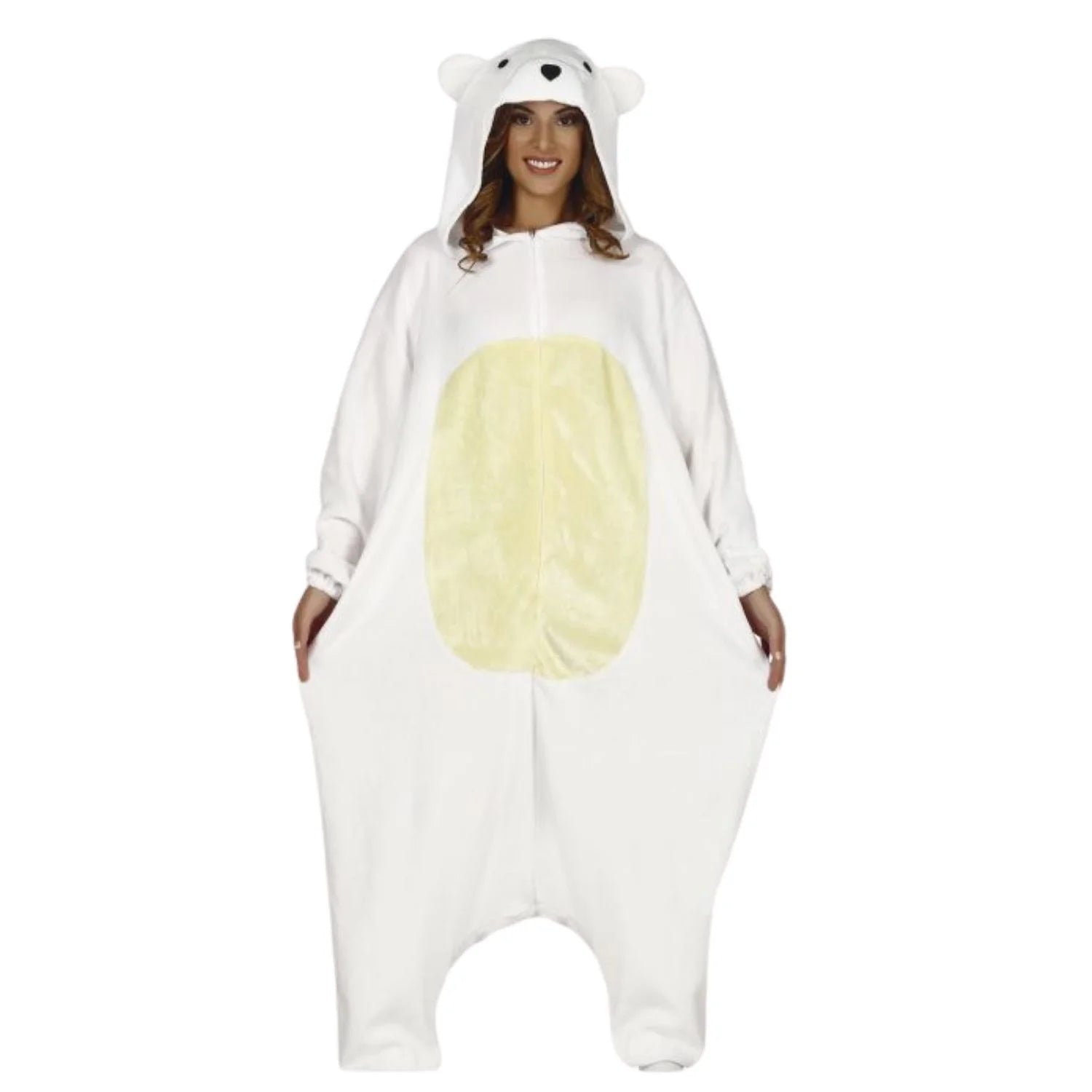 Disfraz pijama oso polar adulto con mono y capucha