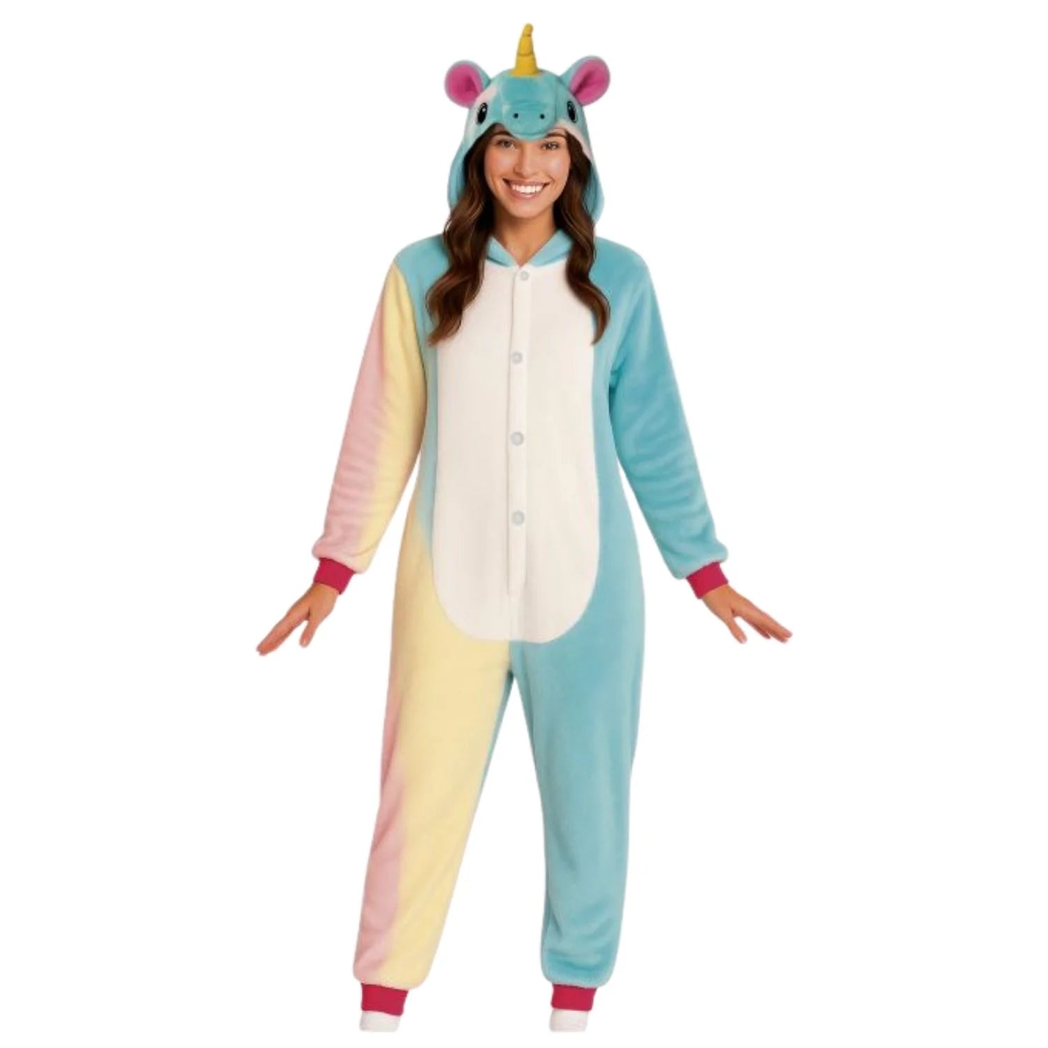 Disfraz pijama de unicornio para adulto con capucha