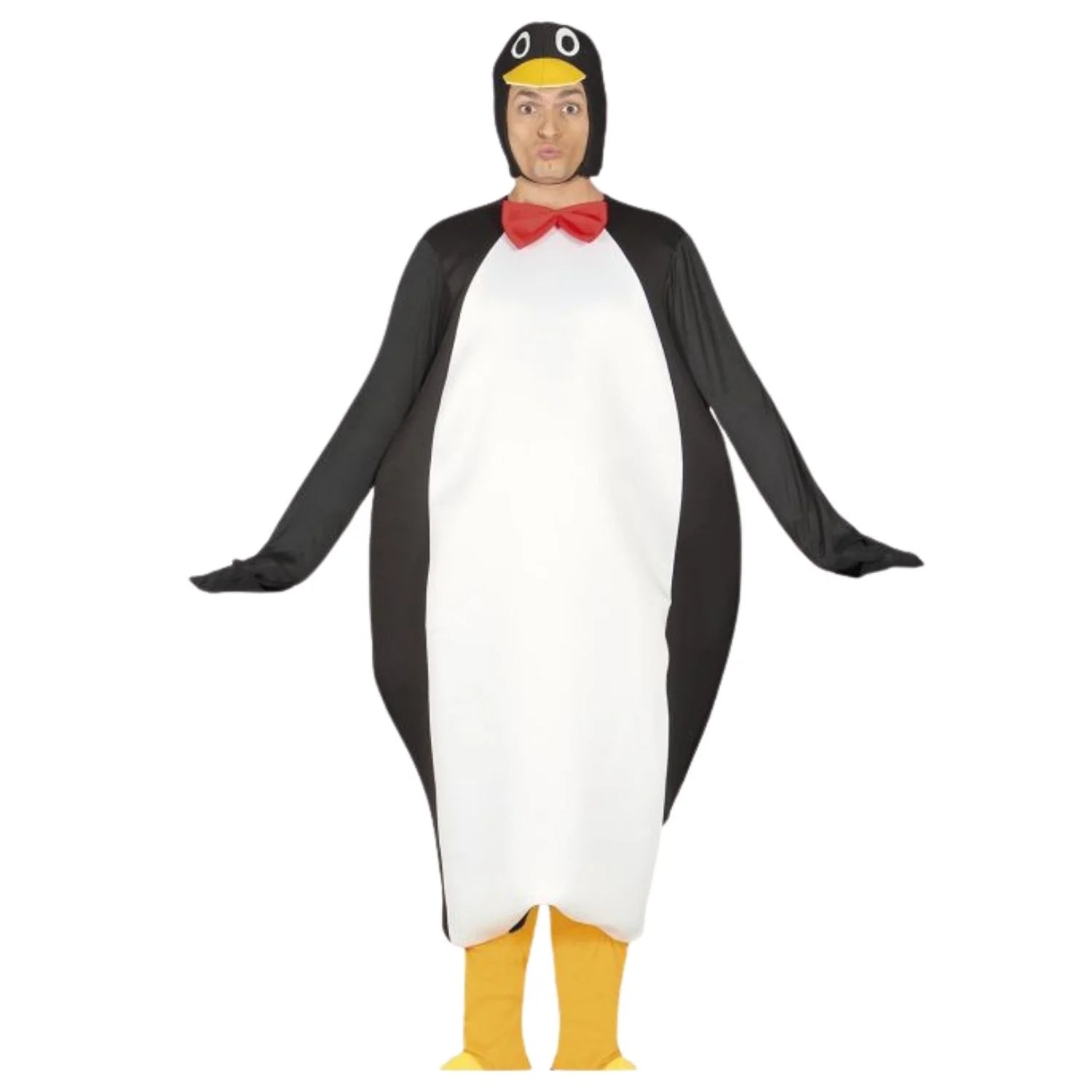 Disfraz pingüino adulto con túnica y capucha para Carnaval