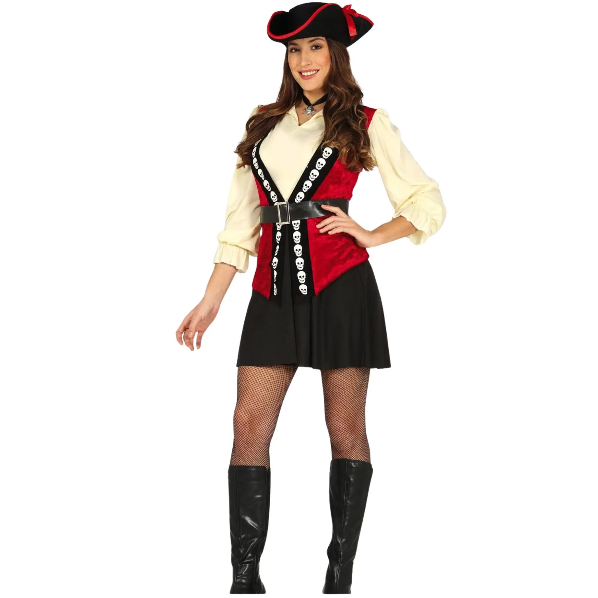Disfraz de pirata para mujer con vestido, cinturón y sombrero para Carnaval y fiestas temáticas