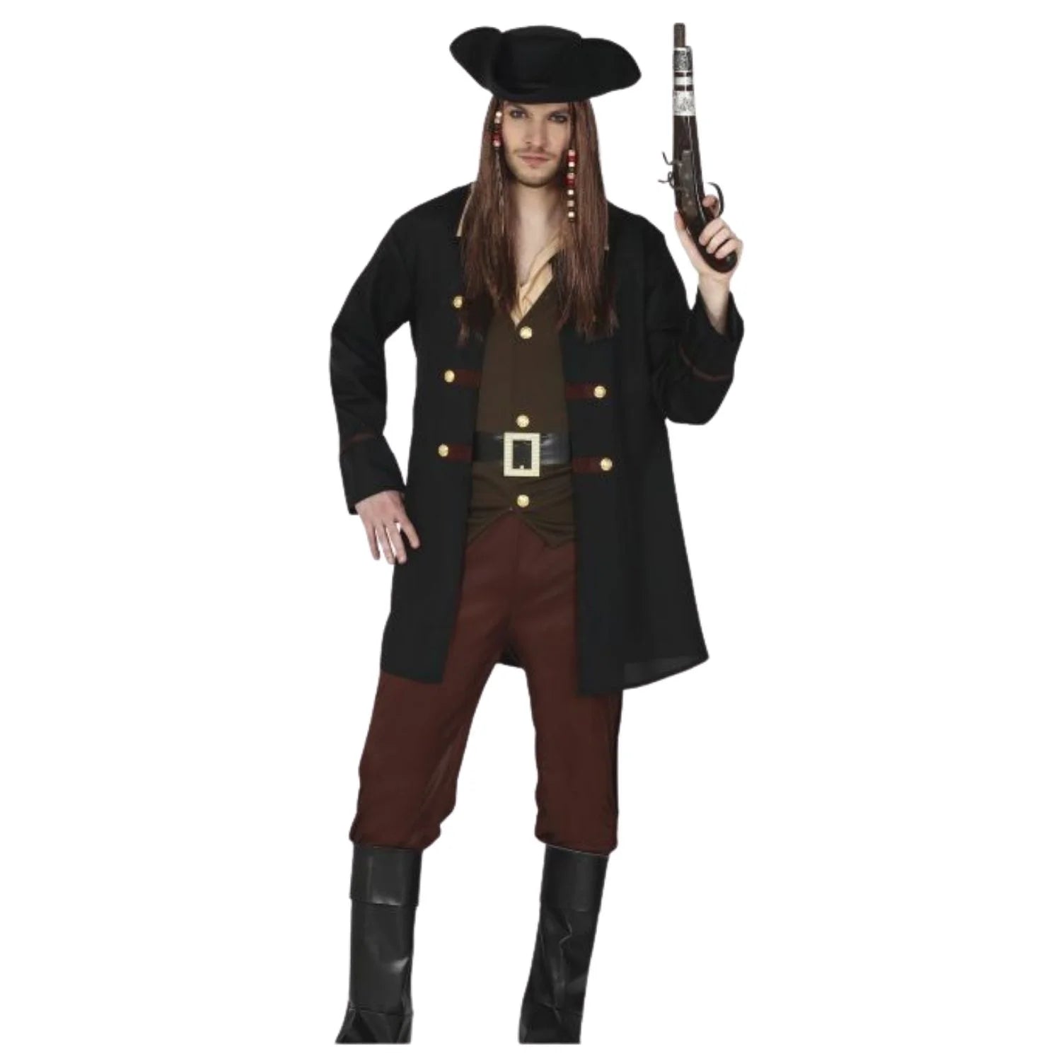 Disfraz pirata de los mares adulto con sombrero y chaqueta