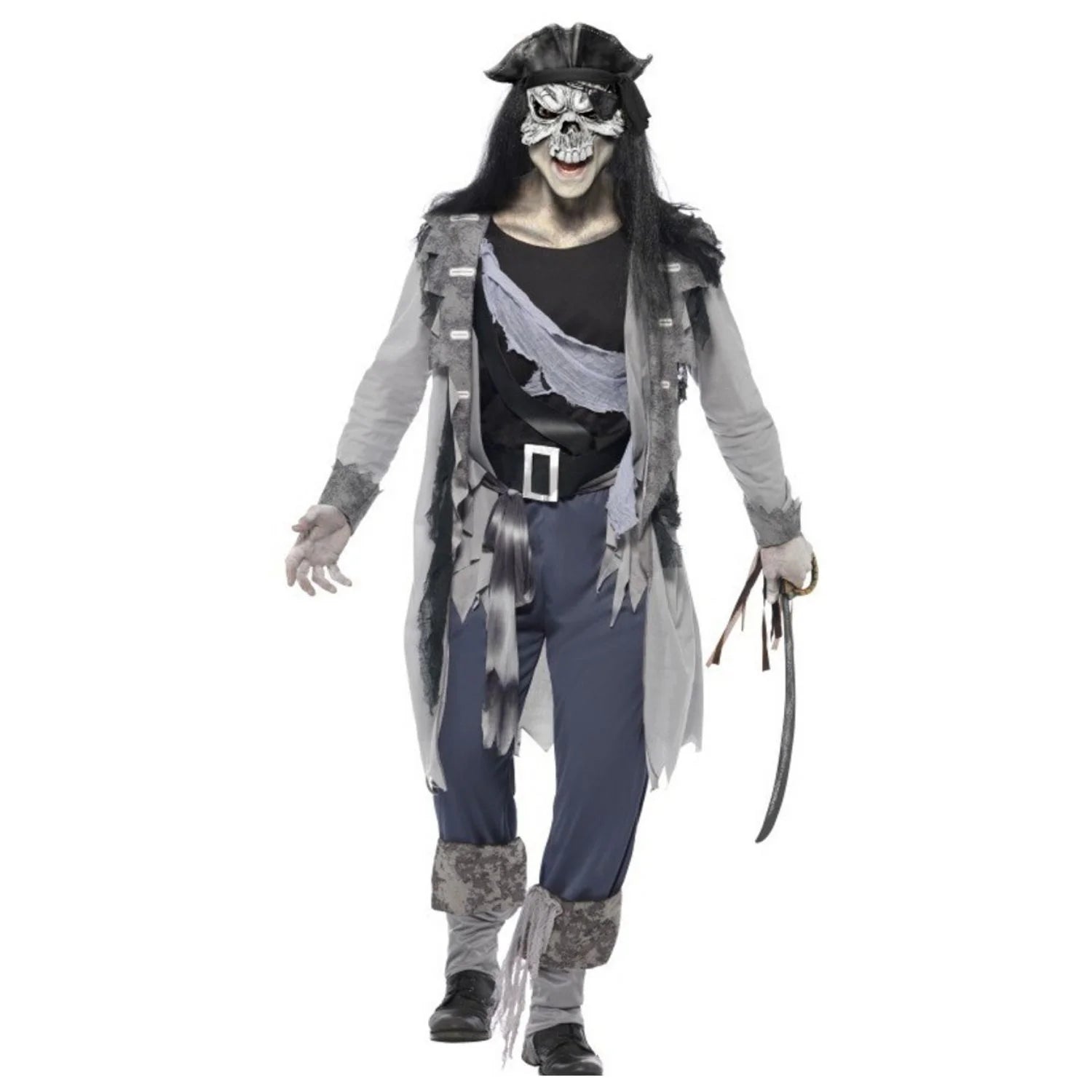 Disfraz Pirata Fantasma para hombre con casaca envejecida y estilo terrorífico