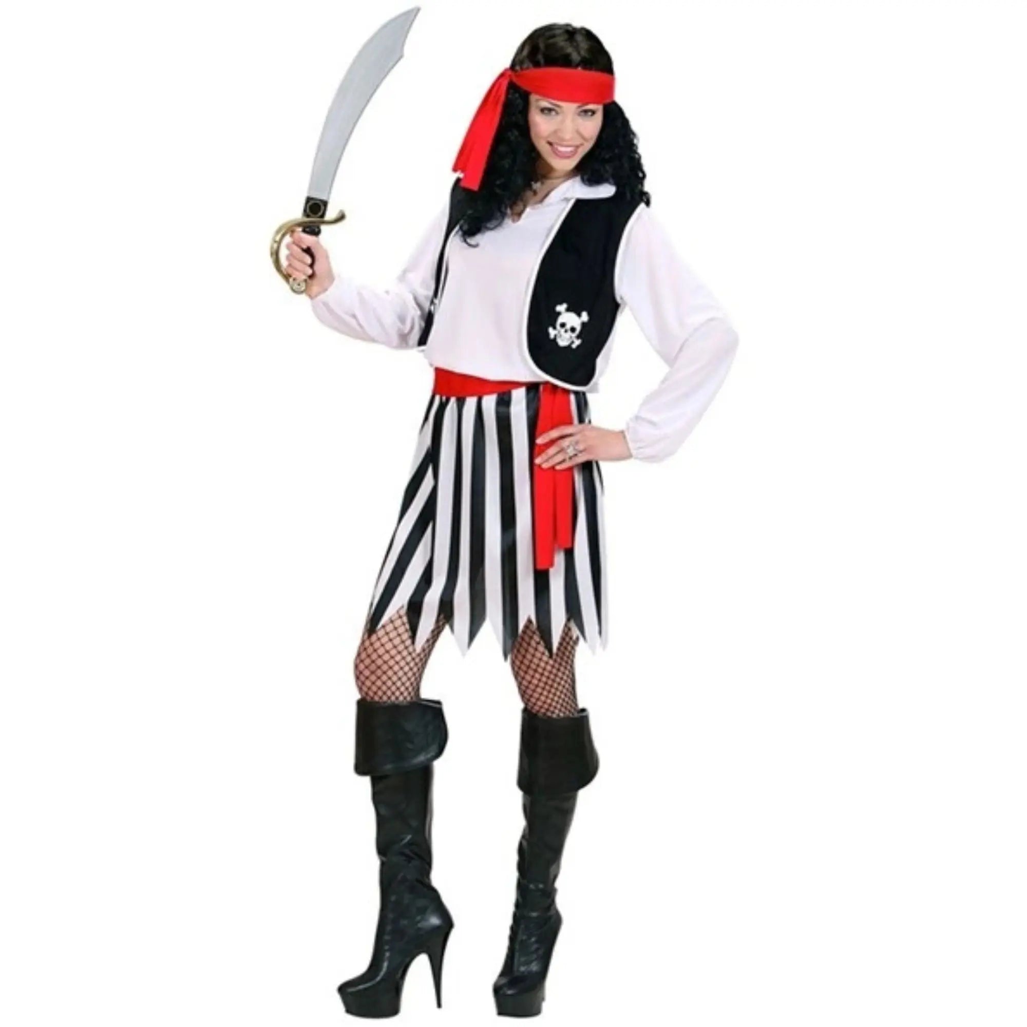 Disfraz de mujer pirata con vestido cinturón y sombrero para Carnaval o fiestas temáticas