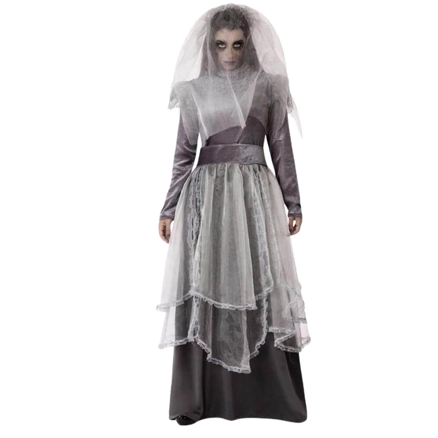 Disfraz plañidera zombie adulto con velo y vestido