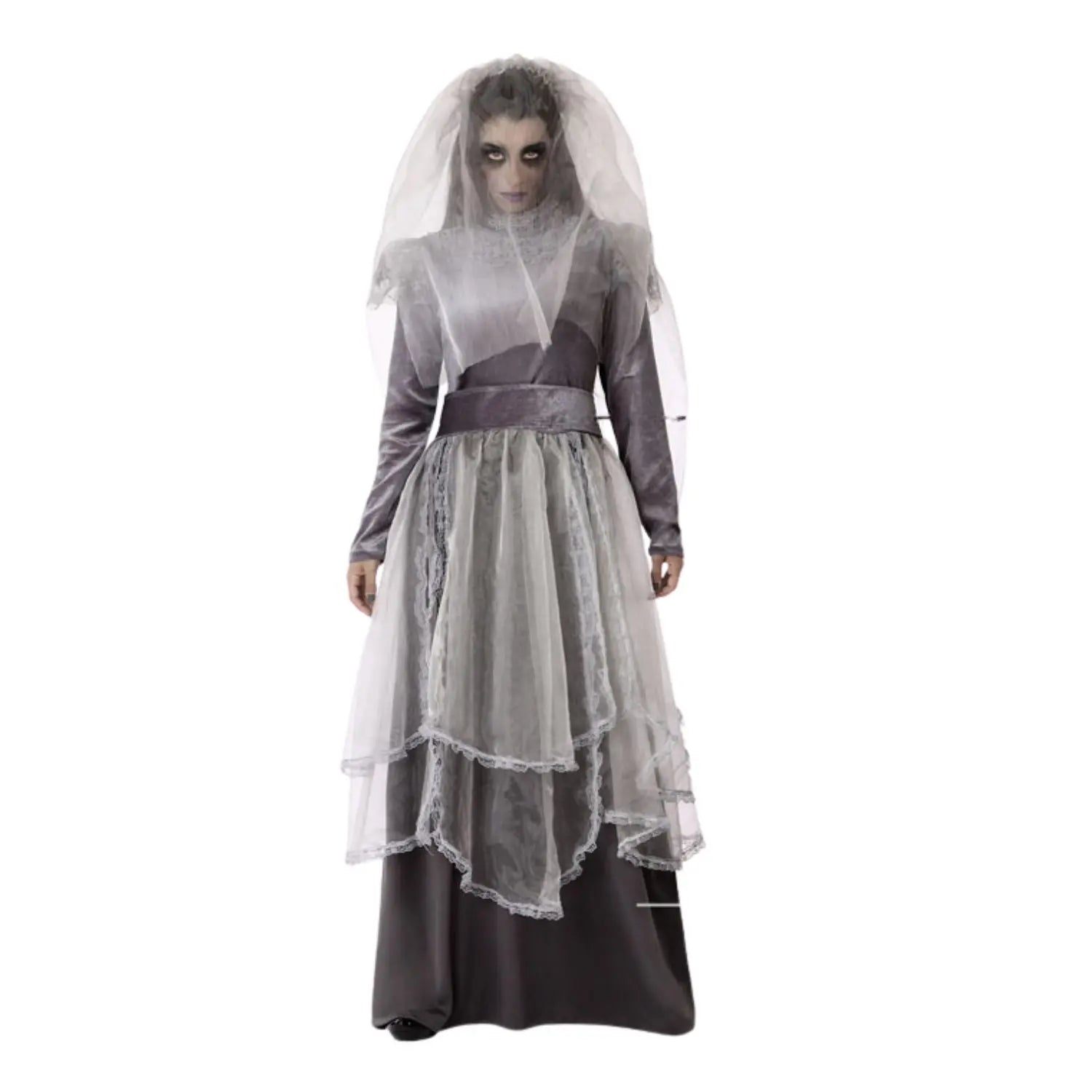 Disfraz plañidera zombie adulto con velo y vestido