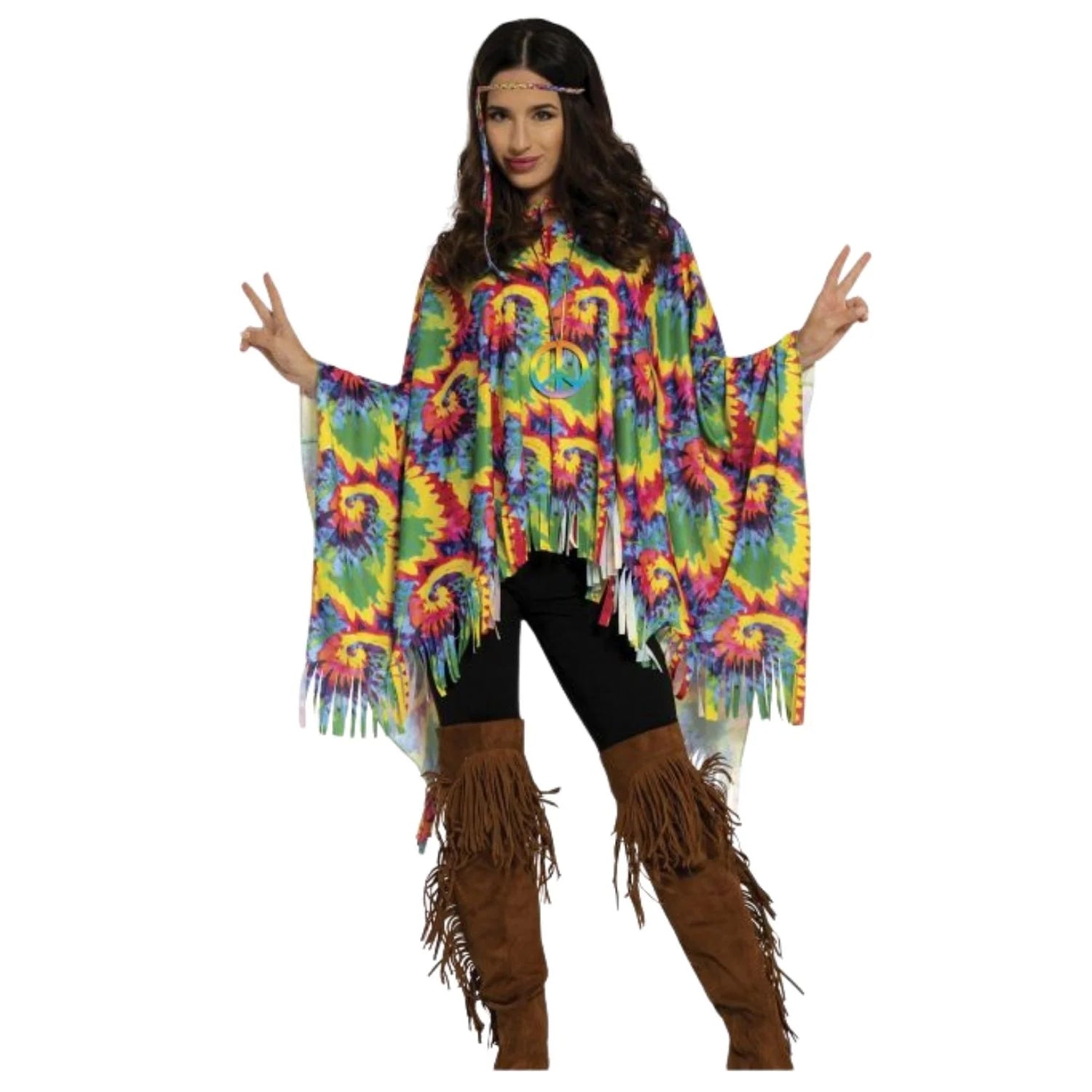 Disfraz de poncho adulto con cinta para la cabeza