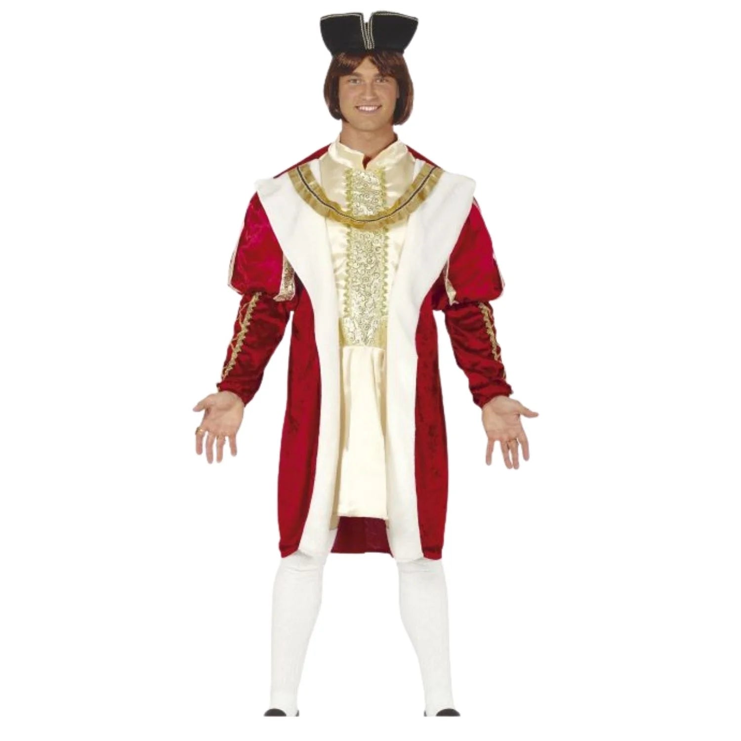 Disfraz de rey para hombre con túnica y gorro medieval