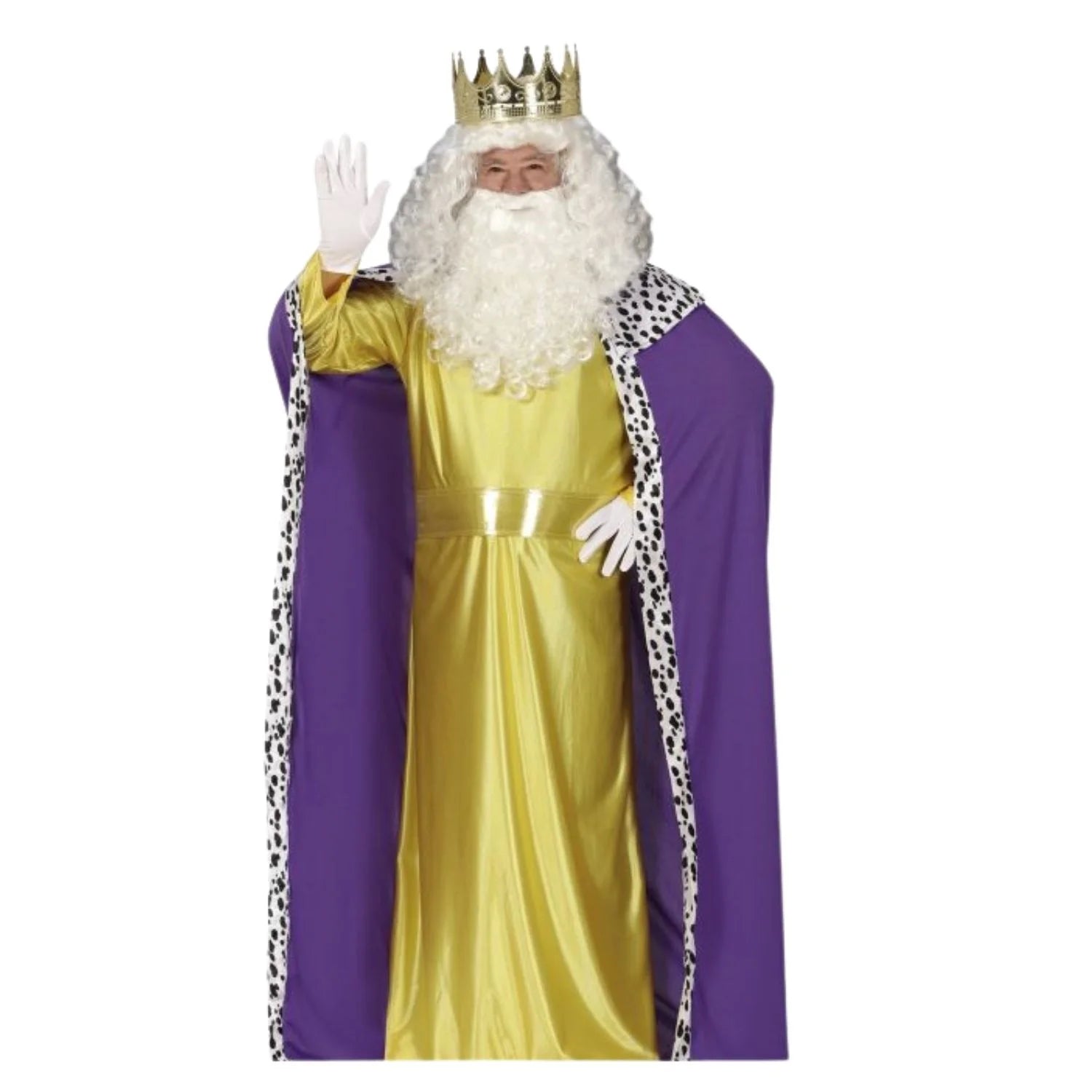 Disfraz de Rey Mago adulto lila con túnica capa y cinturón para cabalgatas de Navidad