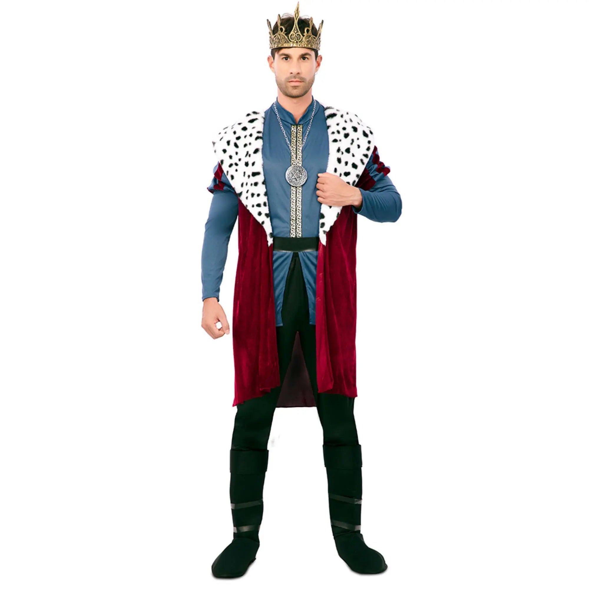 Disfraz de rey deluxe para hombre adulto con chaqueta granate y pantalón elegante ideal para Carnaval o fiestas medievales
