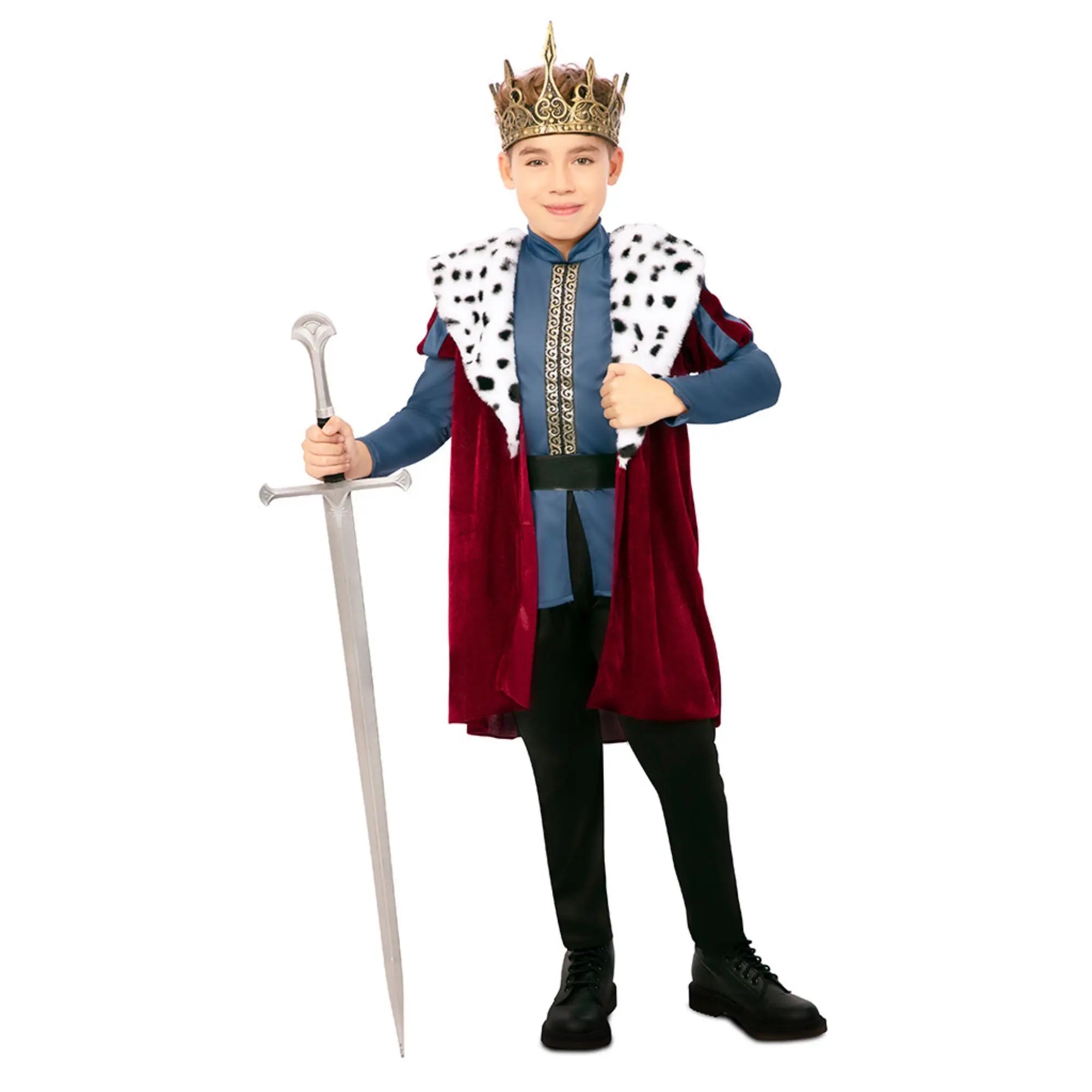 Disfraz de rey deluxe infantil para niño con chaqueta granate ideal para Carnaval y eventos escolares
