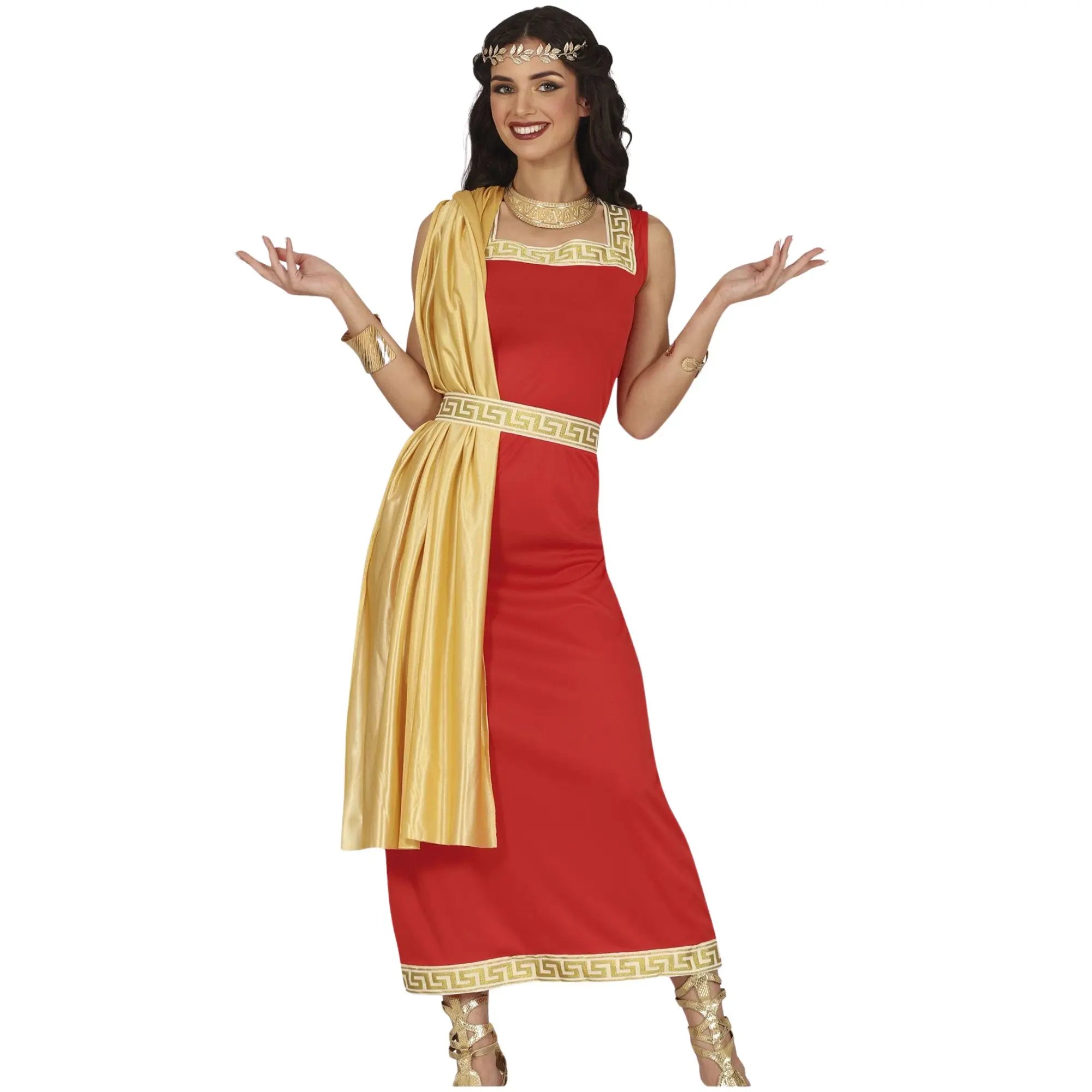 Disfraz de romana rojo para adulto con toga y túnica para Carnaval y fiestas temáticas