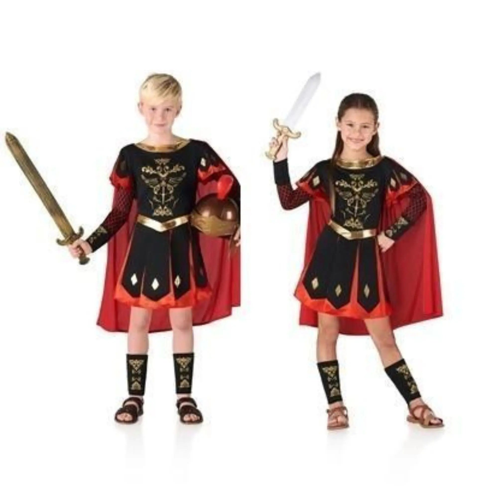 Disfraz de centurión romano infantil con túnica, capa y accesorios para Carnaval