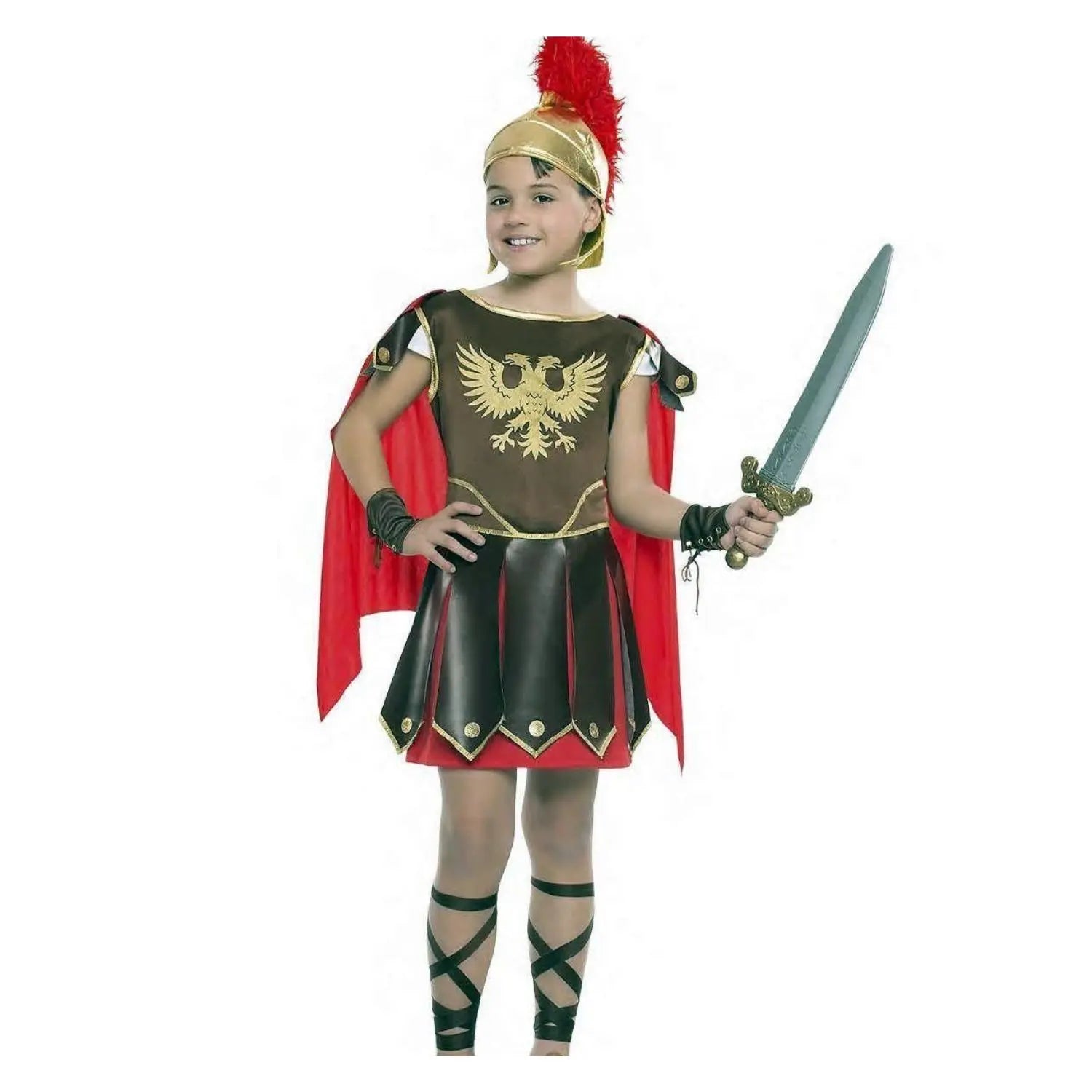 Disfraz de romano centurión infantil con armadura, capa y brazaletes