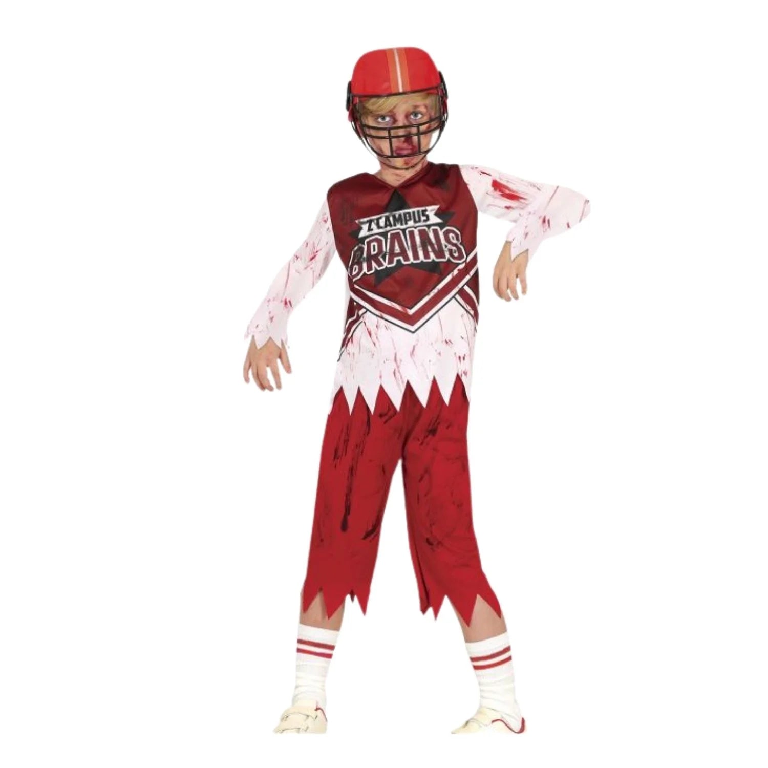 Disfraz rugby zombie niño con camiseta y pantalón
