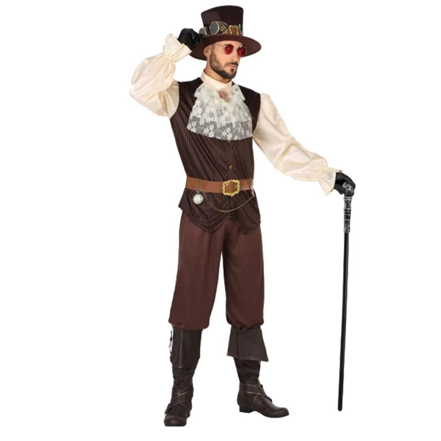 Disfraz steampunk adulto con sombrero y pantalón