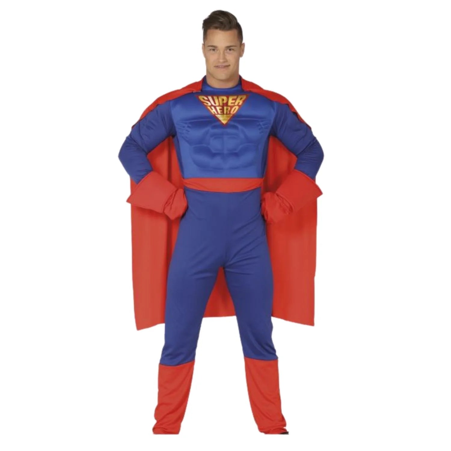 Disfraz superhéroe musculoso adulto con capa