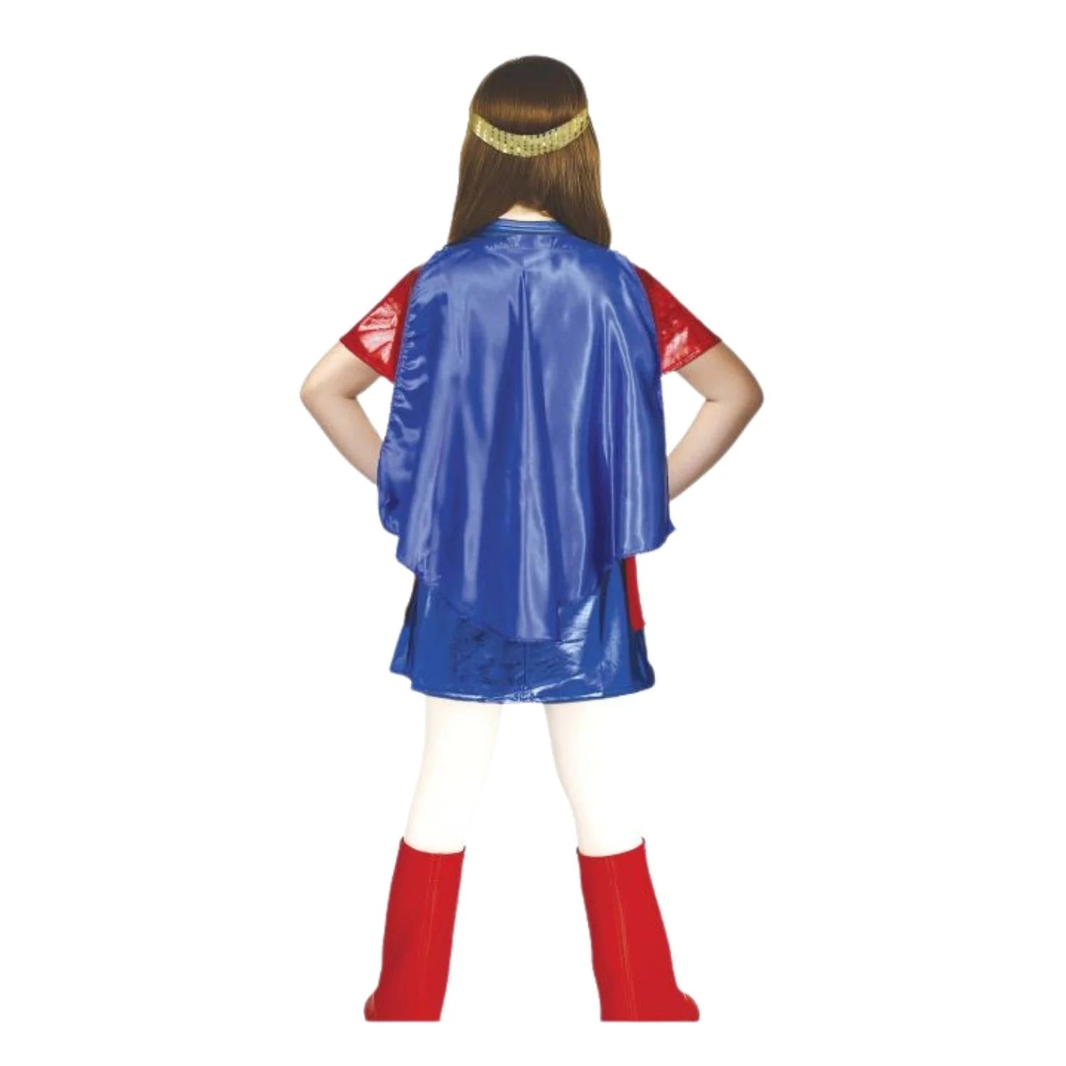 Niña con disfraz de superheroína infantil para Carnaval
