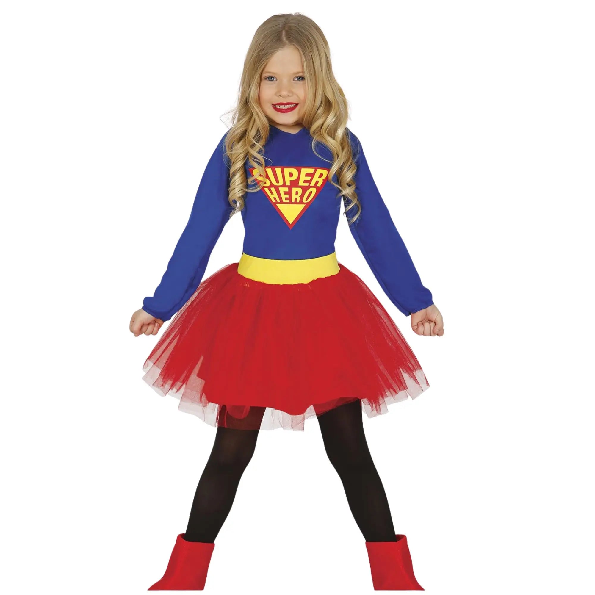 Disfraz de súper héroe para niña con vestido colorido ideal para Carnaval y fiestas temáticas