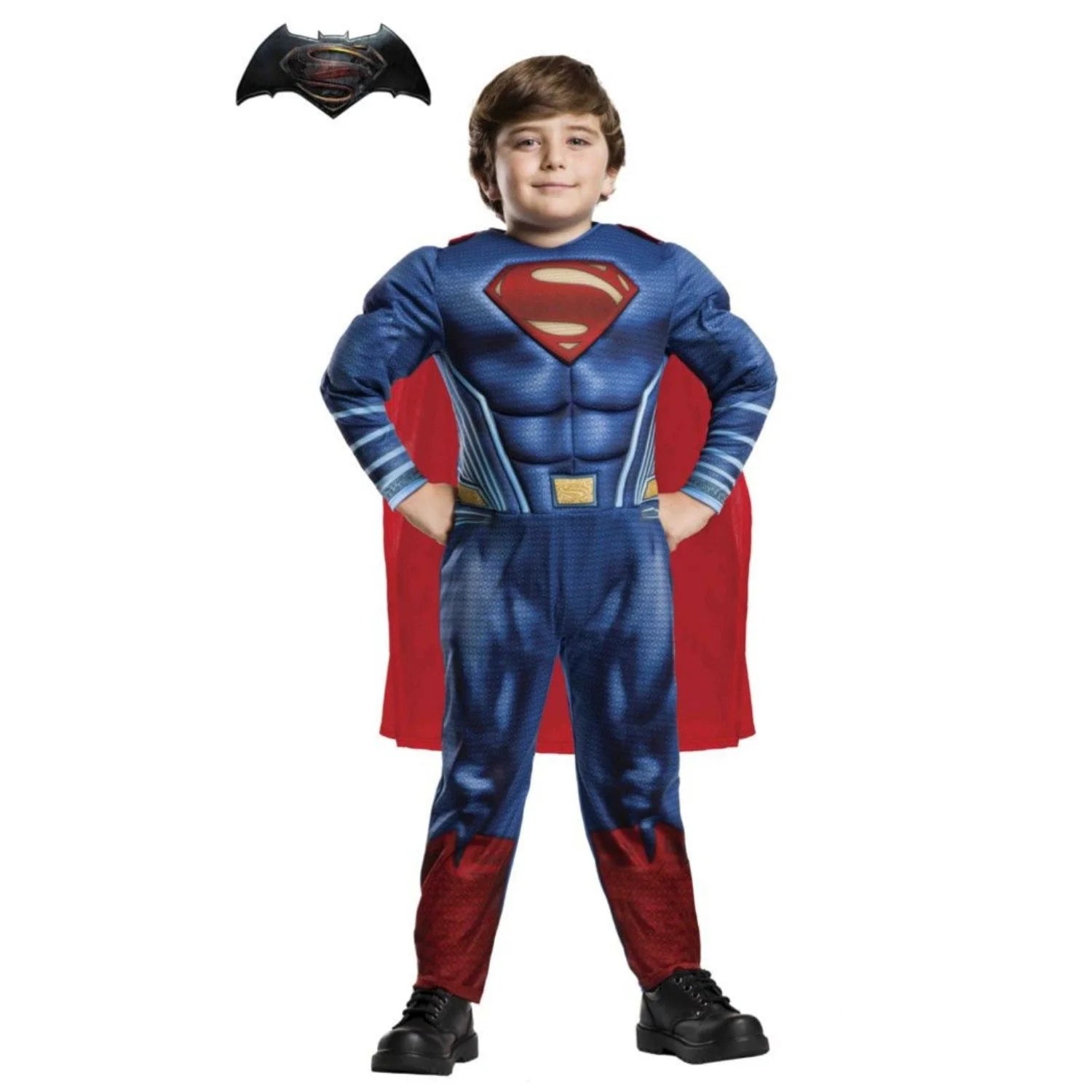 Disfraz Superman TM Deluxe infantil con mono musculoso azul y capa roja