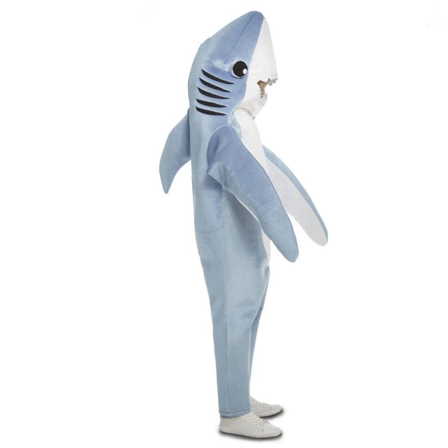 Disfraz de Tiburón unisex con traje entero azul y blanco