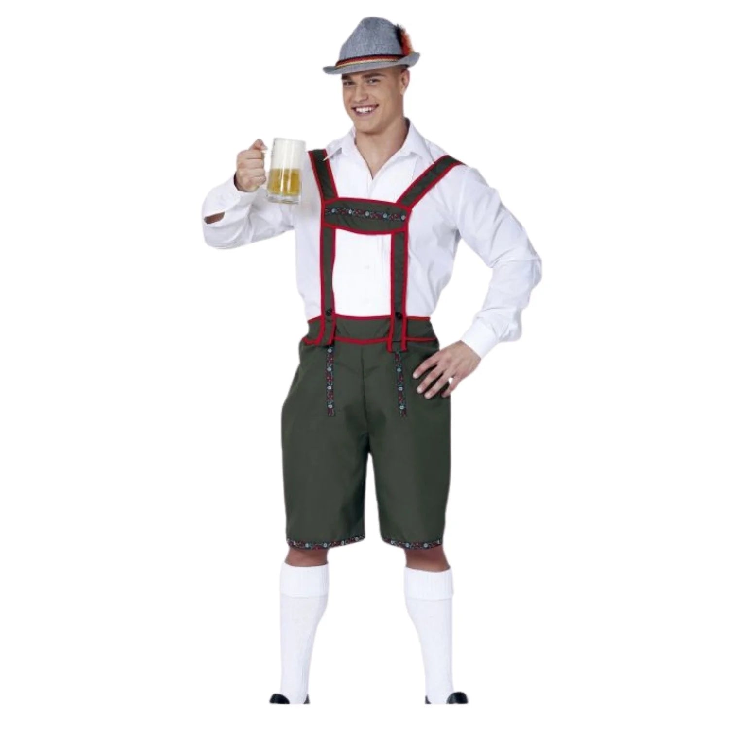 Disfraz tirolés adulto con pantalón y tirantes para Carnaval