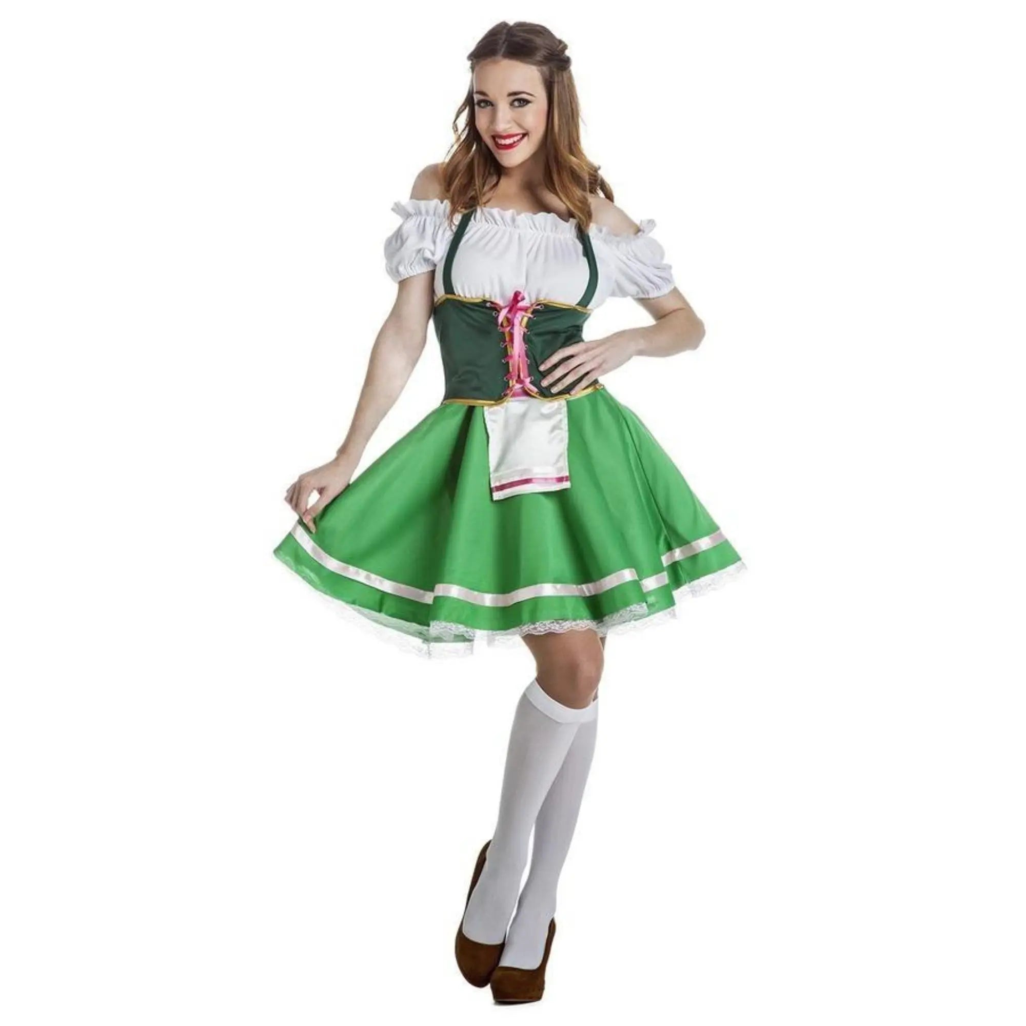Disfraz tirolés para mujer con vestido tradicional, corsé y enagua para Oktoberfest o Carnaval