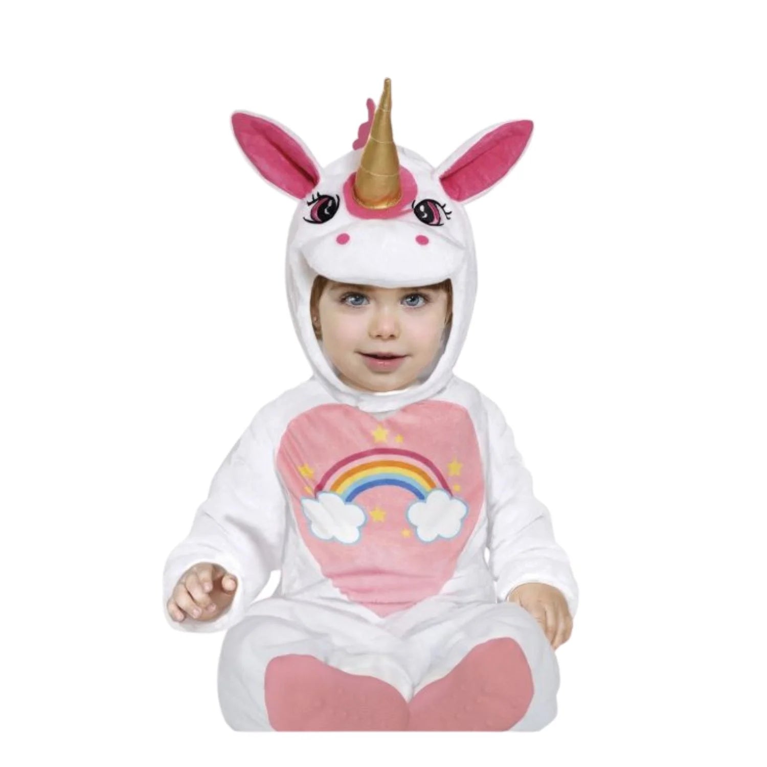 Disfraz unicornio bebé con mono y capucha suave