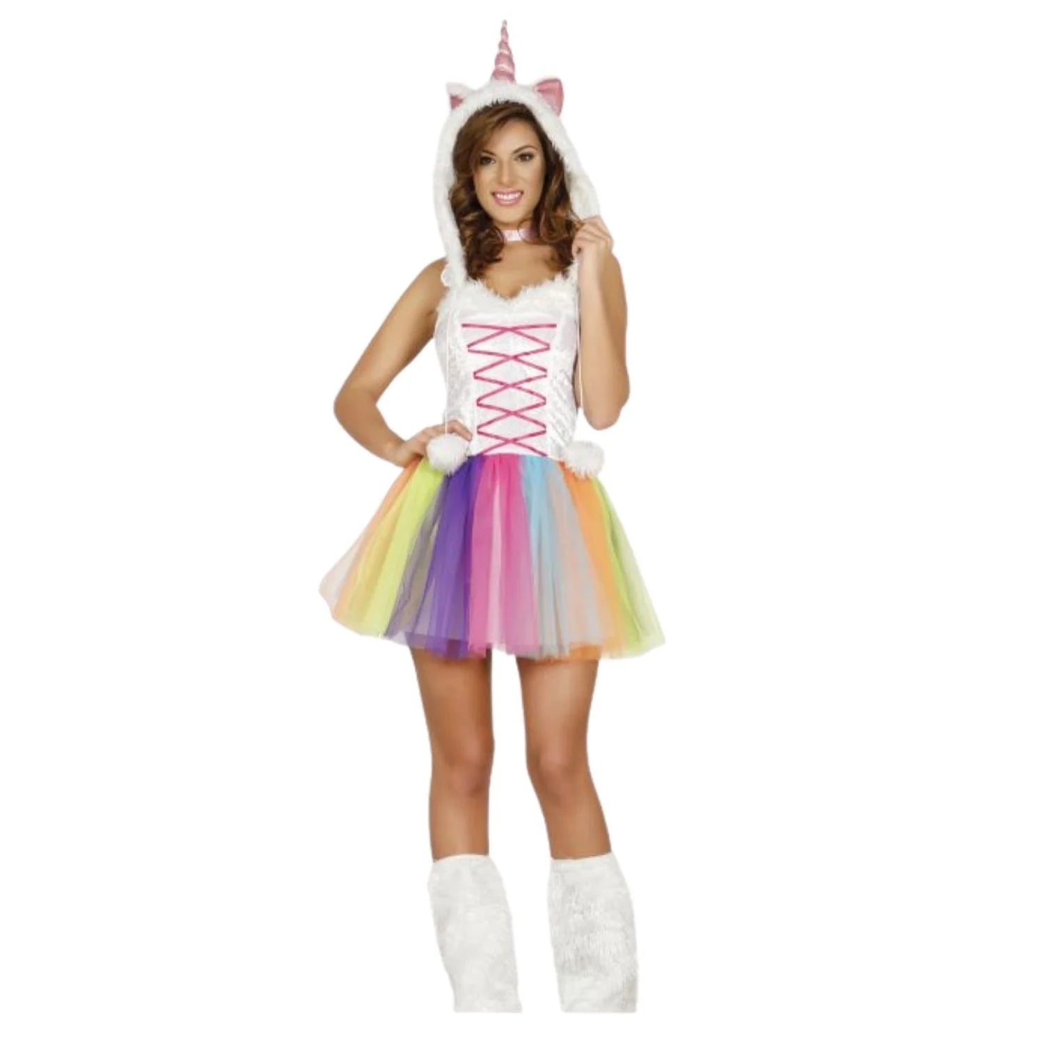 Disfraz unicornio mujer con vestido y capucha